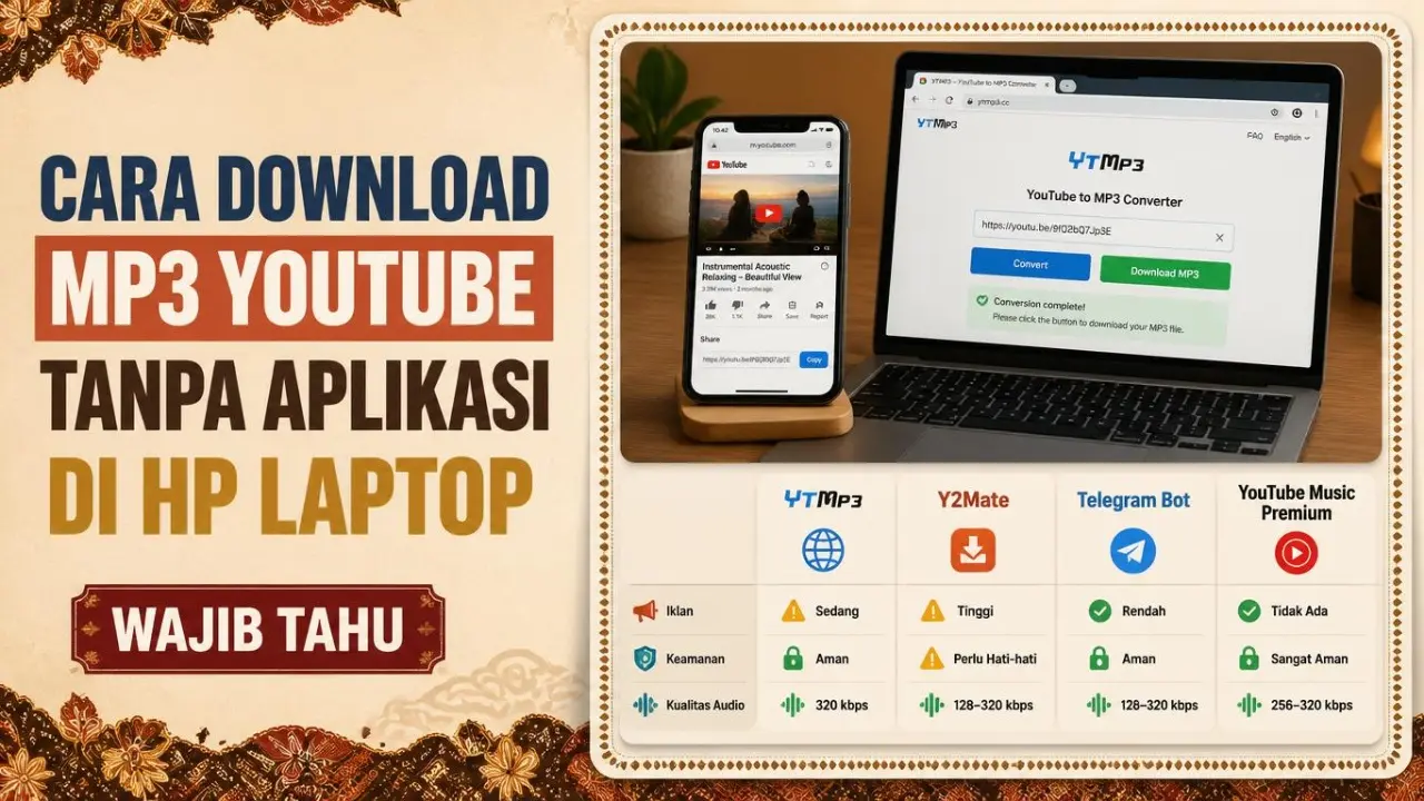 Cara Download MP3 dari YouTube Tanpa Aplikasi di HP dan Laptop